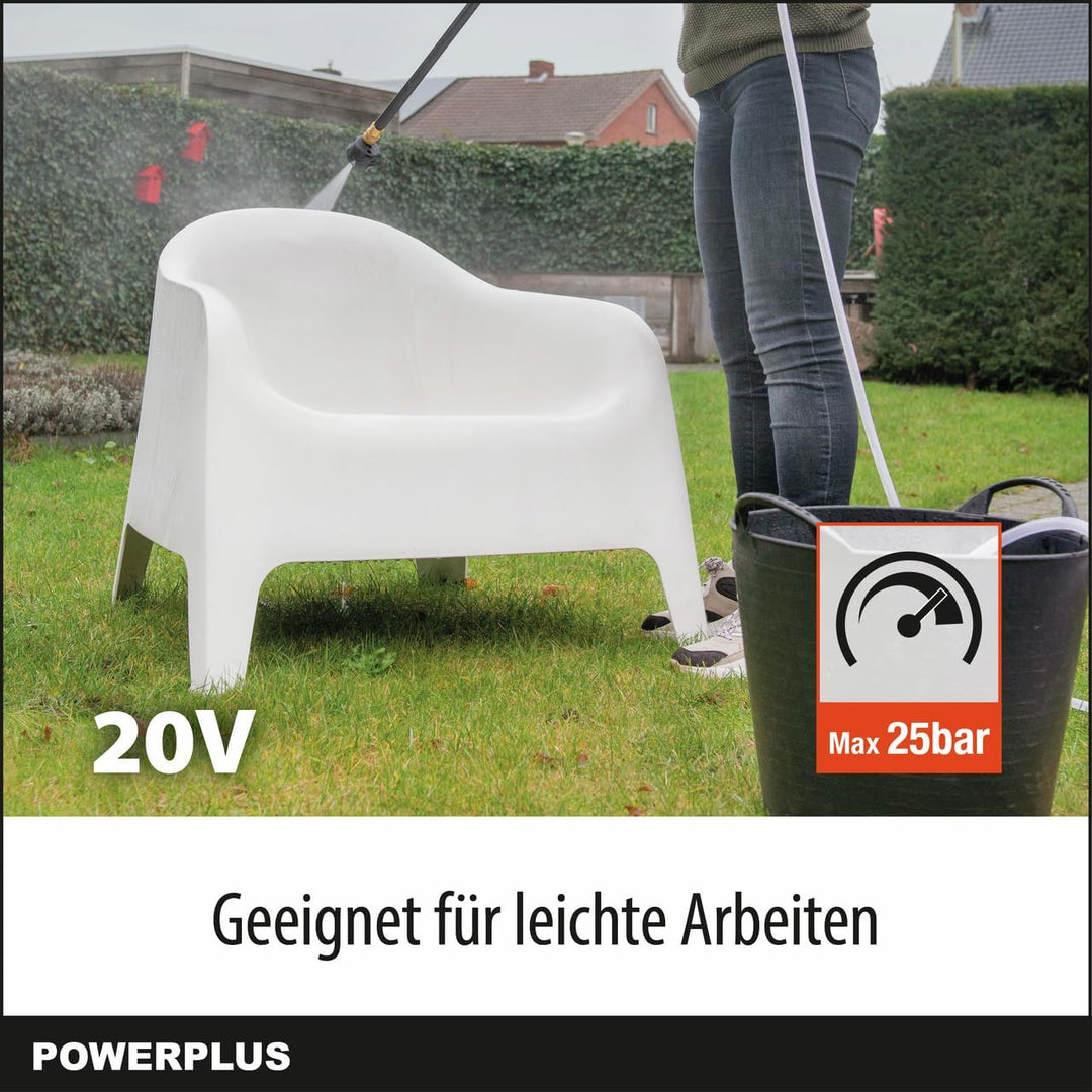 Powerplus Dual Power Akku-Hochdruckreiniger POWDPG80621-20 V Terrassenreiniger, Start/Stopp-Funktion