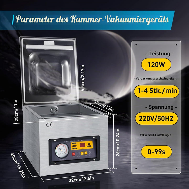 Vakuumiergerät, kammervakuumierer,vakumierergerät für lebensmittel, Benchtop Vakuumiergerät, Industr
