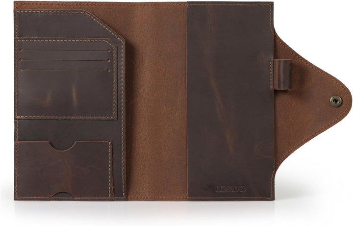 Londo Echtleder Schreibmappe Konferenzmappe mit Notizblock Notizblock und Schloss Braun M, Braun M