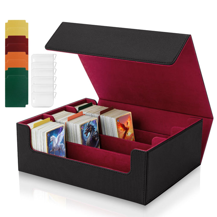 Card Deck Box for MTG, Gathering Kartenbox für 1800+ Karten mit Trennwänden,PU Leder Starkes Magneti