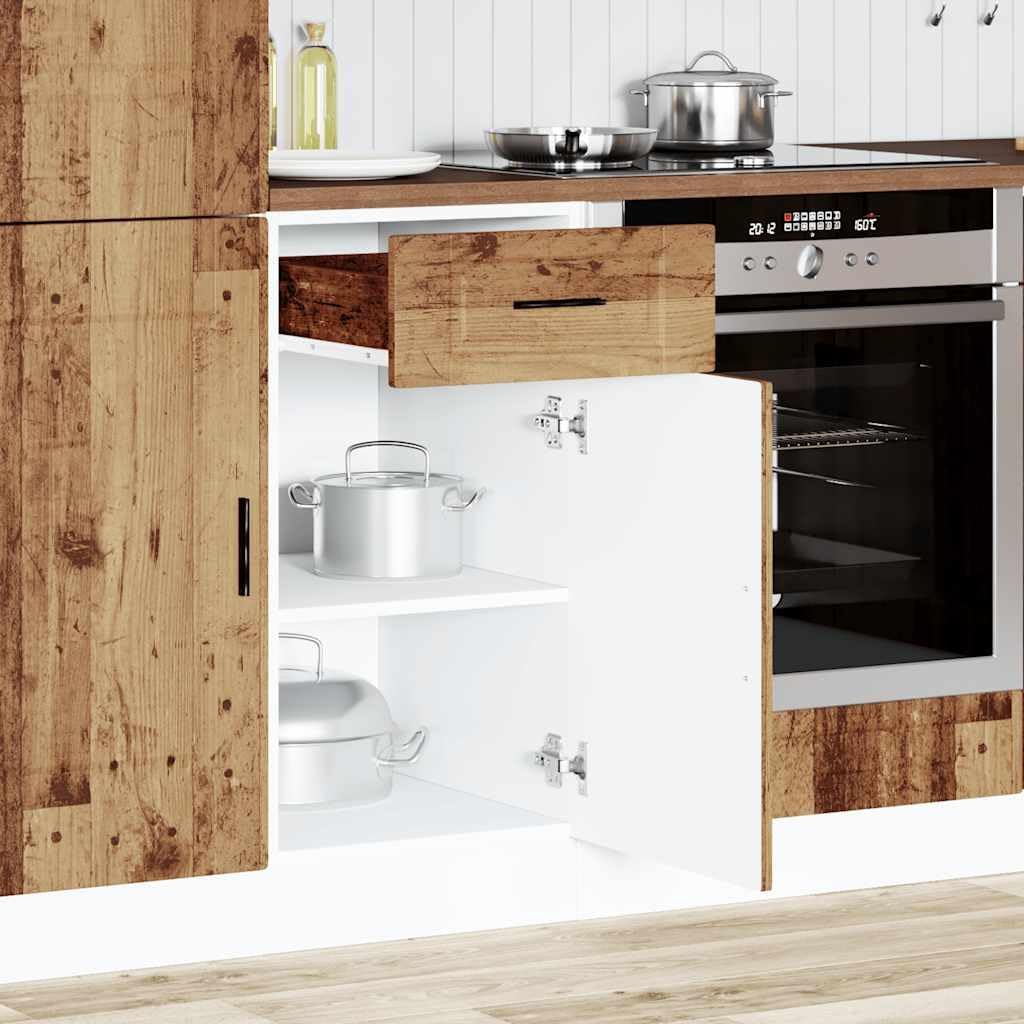 vidaXL Küchenunterschrank Porto Altholz-Optik Holzwerkstoff, Spülenunterschrank, Schrank Küche, Lage