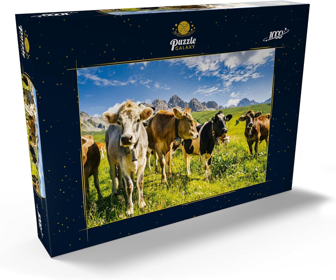 Kühe vor Einer Idyllischen Alpen-Landschaft - Premium 1000 Teile Puzzle - MyPuzzle Sonderkollektion