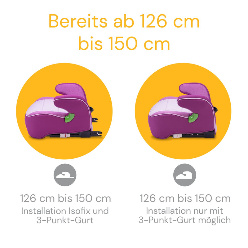 Osann Junior Isofix Gurtfix i-Size Sitzerhöhung mit Isofix Auto Kinder (126-150 cm) - Pixel Berry i-