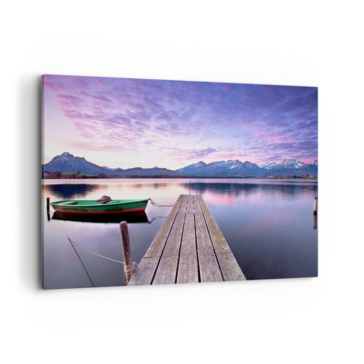 Bilder auf Leinwand 100x70cm Leinwandbild mit Rahmen See Berge Wasser Gross Wanddeko Bild Schlafzimm