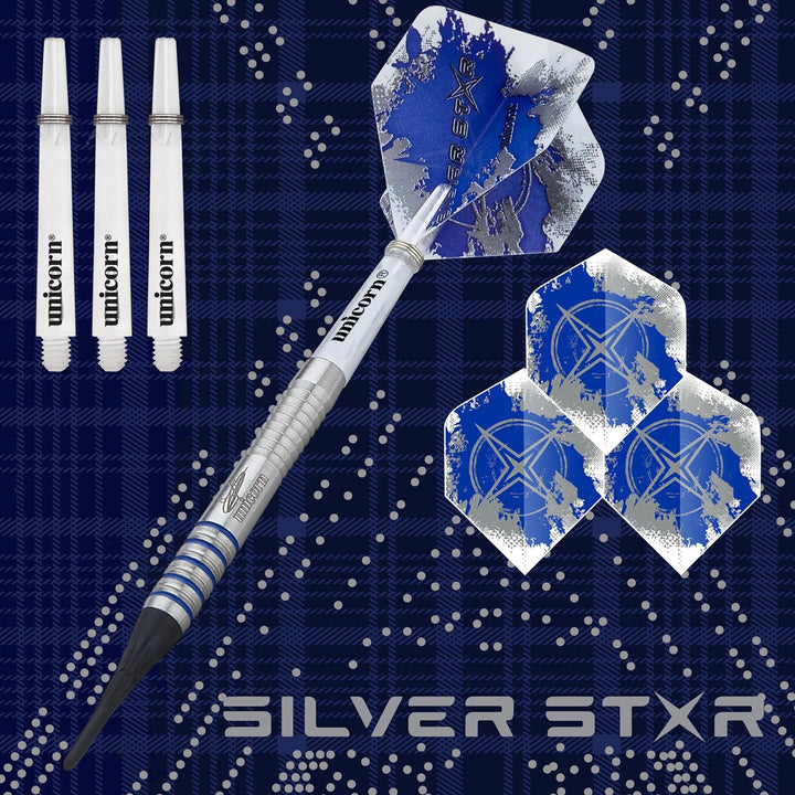 Unicorn Soft Tip Darts Set - Gary 'The Flying Scotsman' Anderson Silver Star - 80% Natural Tungsten