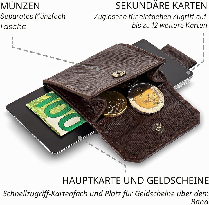 Jaimie Jacobs Minimalist Wallet Nano Boy Pocket Mini Geldbörse aus Textil mit Zugband schmaler Karte