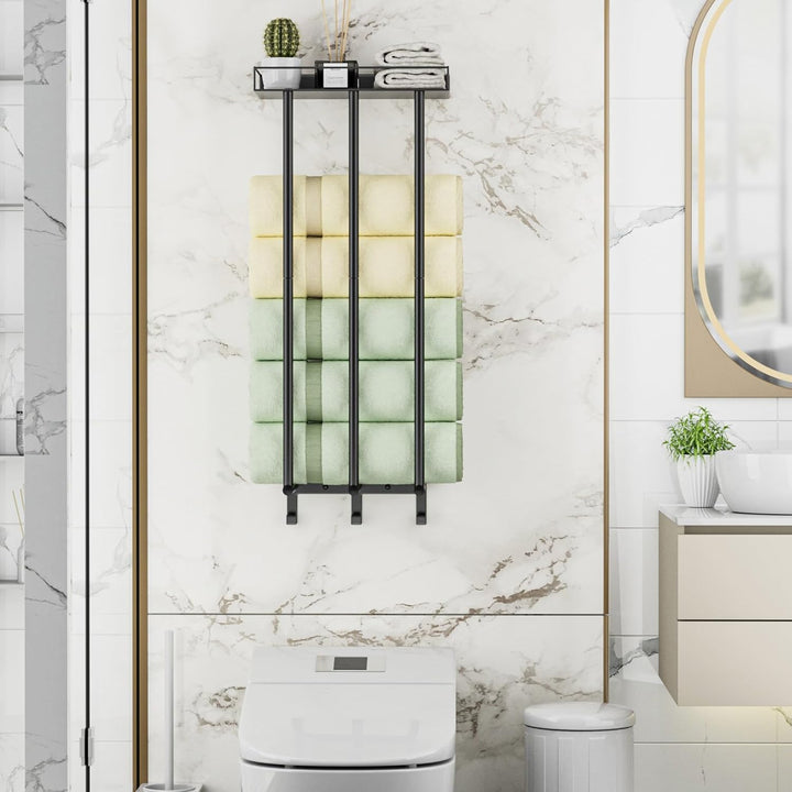 Ovicar Handtuchhalter für Badezimmer – Wandmontage, gerollte Handtuchaufbewahrung mit Metallregal un