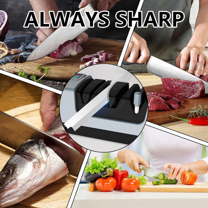 Elektrischer Messerschärfer, Multifunktionaler Messerschärfer mit 3-Geschwindigkeiten Einstellung Di