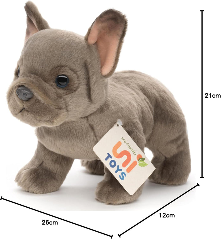 Uni-Toys - Französische Bulldogge (grau) - Ohne Leine - 26 cm (Länge) - Plüsch-Hund - Plüschtier, Ku