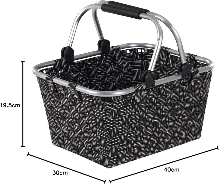 Home4You Einkaufskörbe 2er Set mit Griffen - 40 x 19,5 x 30 cm - Schwarz - Kunststoff - Einkaufstasc