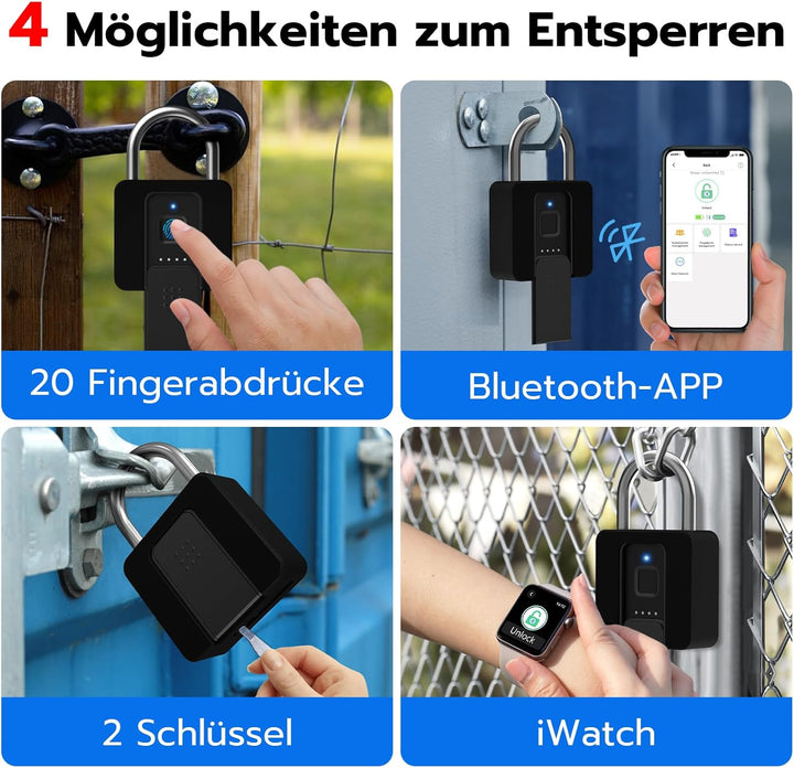 Fingerabdruck Vorhängeschloss, Eseesmart Grosses Smart Lock, Bluetooth Biometrischem Vorhängeschloss