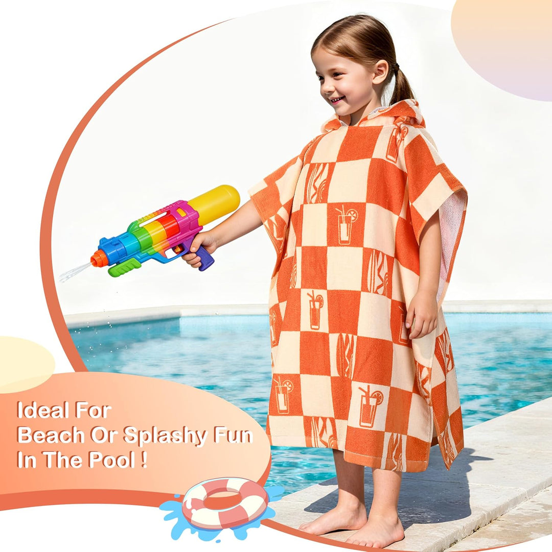 Kato Tirrinia 100% Baumwolle Badeponcho Strandtuch 90-120cm Kinder, Absorbierender Bademantel Badeha