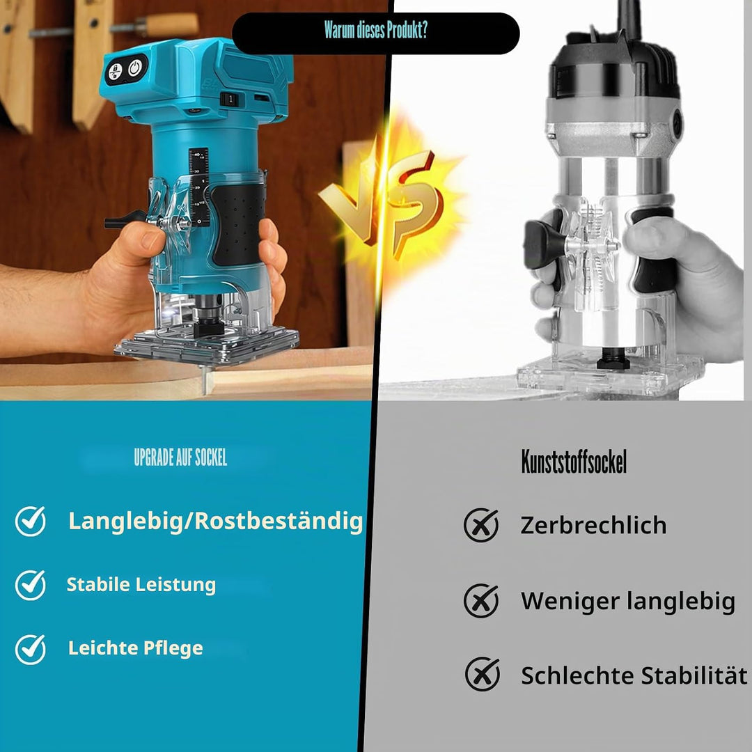 Akku Oberfräse kompatibel mit Makita 18V-Akku (ohne Akku), 800 W bürstenloser Holztrimmer mit 10000–