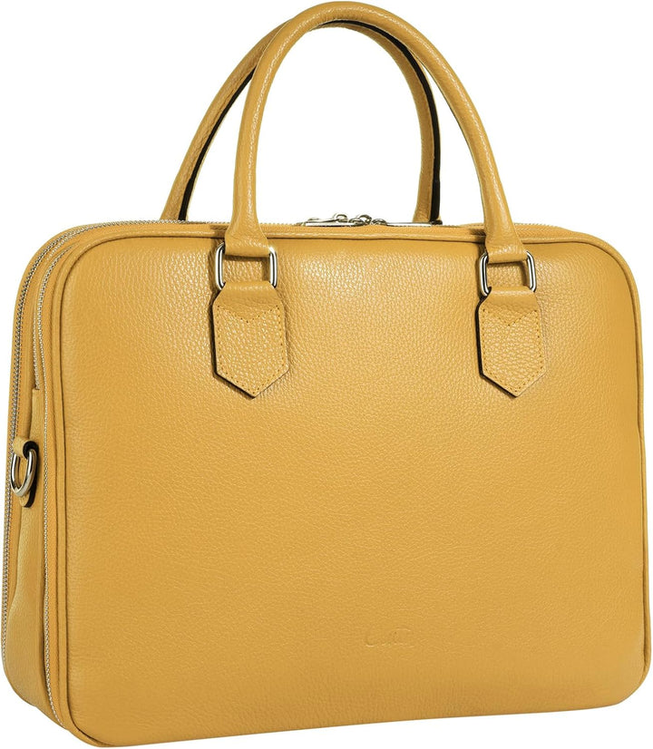 Cluty Aktentasche echt Leder Damen - 021833 Gelb, Gelb