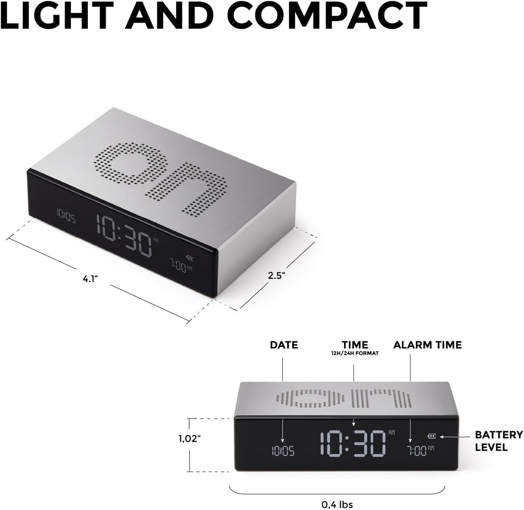 Lexon FLIP Premium LCD-Wecker (Alu Poli), Alu Poli
