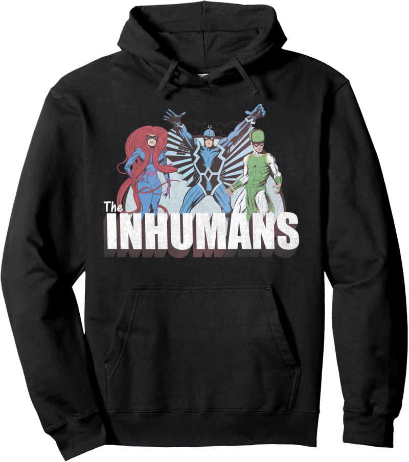 Marvel The Inhumans Line Up Distressed Comic Text Pullover Hoodie