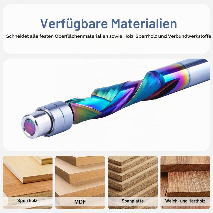 SpeTool Bündigfräser 8mm Schaft Extra Lang Kopierfräser für Oberfräse Up&amp;Down Kompressions 45mm Schn