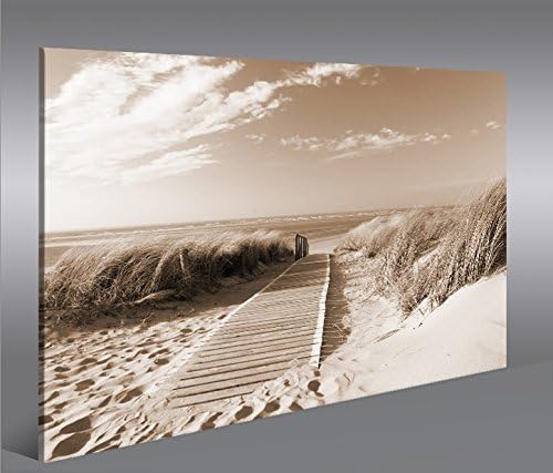 islandburner Bild Bilder auf Leinwand Strand Sepia Nordseestrand Langeoog 1p XXL Poster Leinwandbild