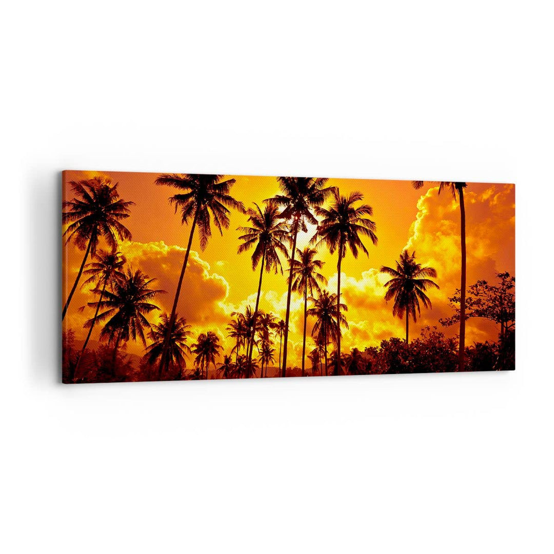 Wandbilder Dekoration Wohnzimmer Palmen Bäume Sonne Panorama Bilder auf Leinwand 120x50cm Leinwandbi