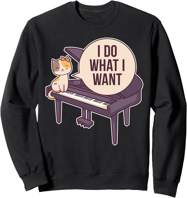 Klavier Pianist Klavierspieler Piano Jazz Musiker I Katze Sweatshirt