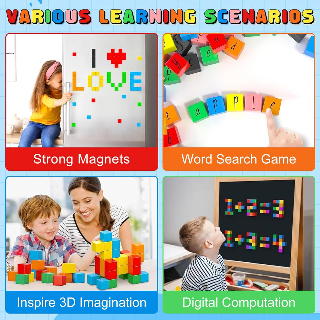AQXONG 96Pcs Magnetische Bausteine Spielzeug, Magnetisches Bauspielzeug, Puzzle Baustein, Magnetisch