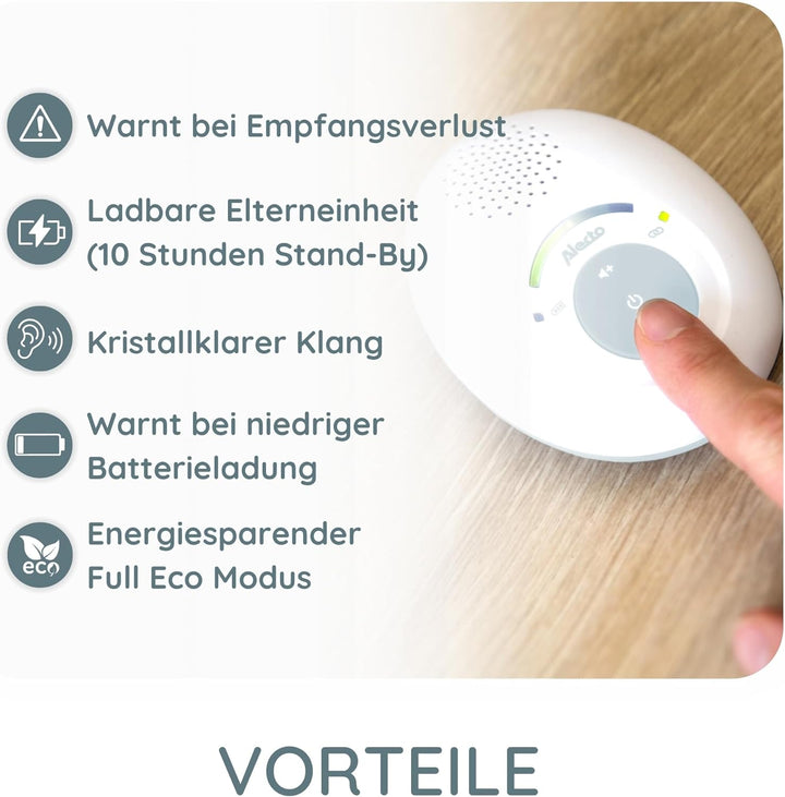 Alecto DBX110 Babyphone Audio - digitales Babyphone mit DECT - 300 m Reichweite - kompaktes Design -