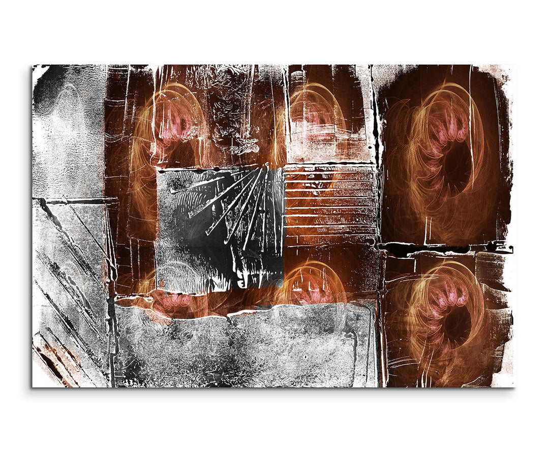 Paul Sinus Art 120x80cm Leinwandbild Leinwanddruck Kunstdruck Wandbild braun grau weiss Kreise Grung