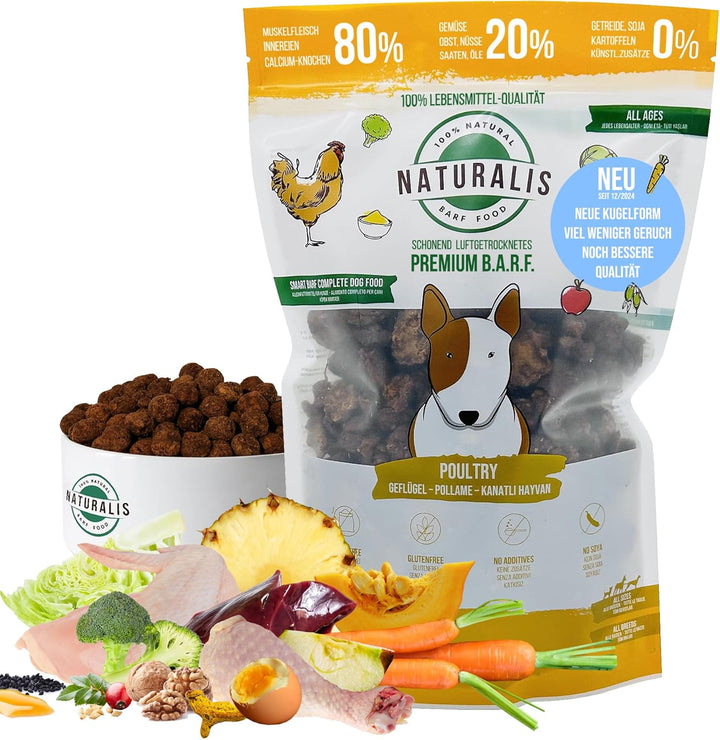 Naturalis Smart 80 Barf Trockenbarf Hundefutter 5 kg Huhn Alleinfuttermittel ohne Zusätze getreidefr