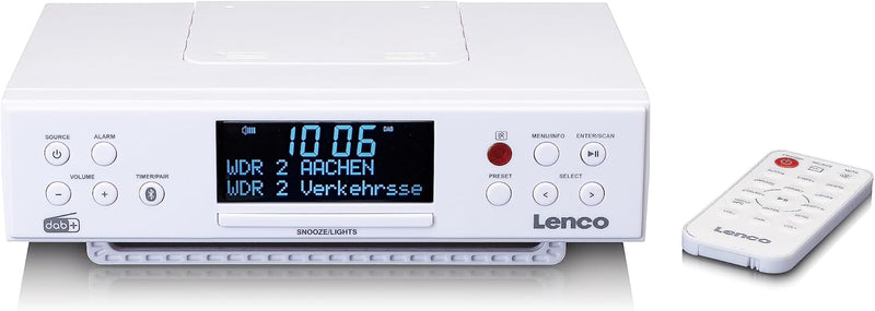 Lenco KCR-190 DAB+ Unterbau-Küchenradio - Bluetooth - PLL FM - 30 Senderspeicher - LED Display und L