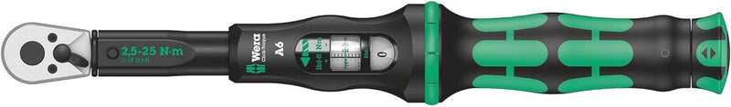 Wera 05075605001 Click-Torque A 6 Drehmomentschlüssel mit Umschaltknarre, Schwarz, Grün, 1/4" Sechsk