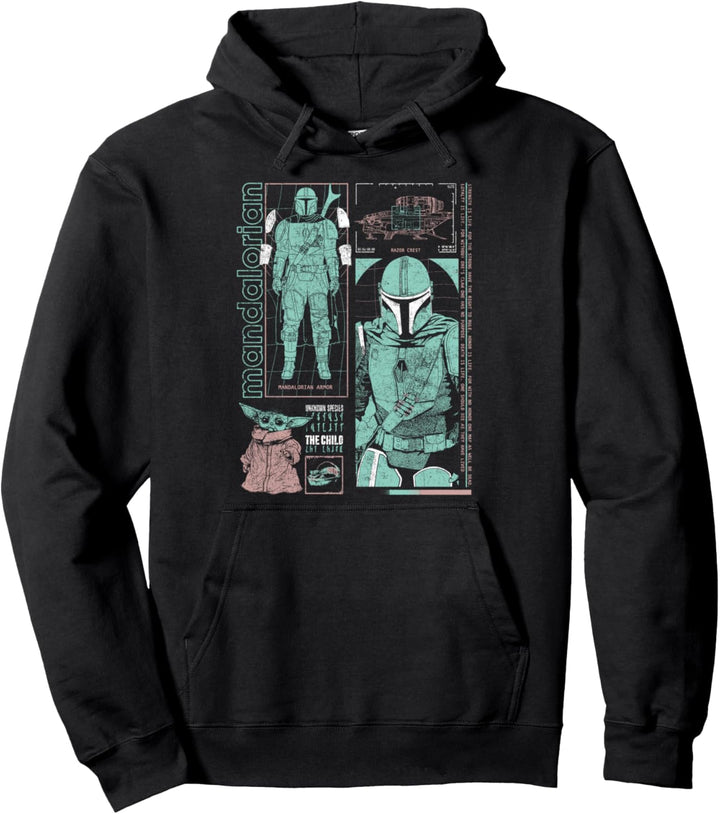 Star Wars Mandalorian & The Child Pastel Infographic Pullover Hoodie