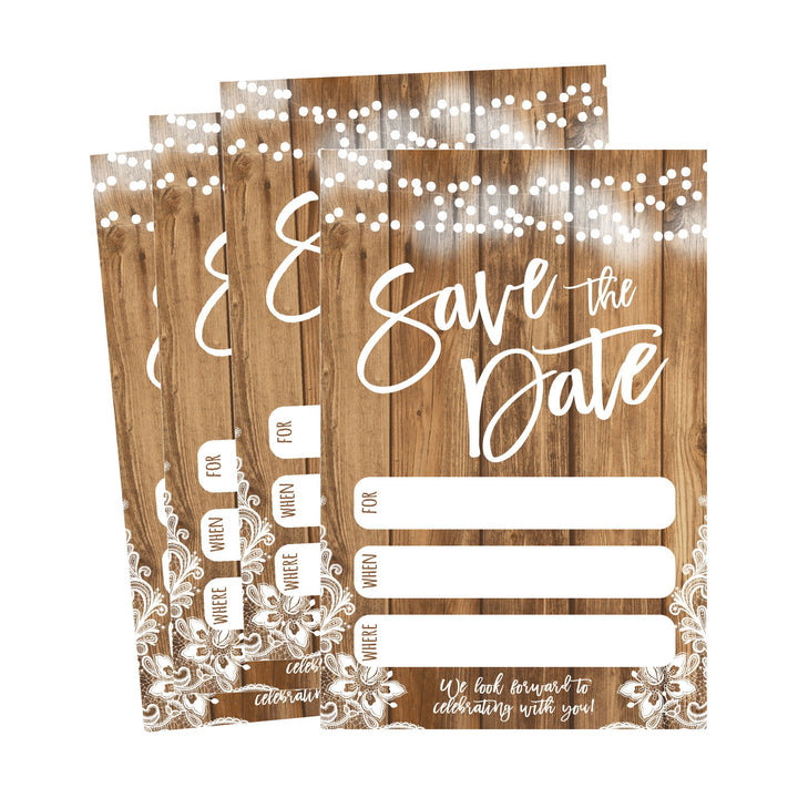 Hadley Designs 50 rustikale Save the Date-Karten für Hochzeit, Verlobung, Jubiläum, Babyparty, Gebur