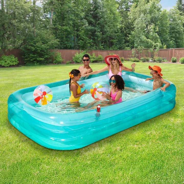Funsicle AquaSplash 3.0 m Family Aufblasbarer Pool - 3-st�ckiger rechteckiger Swimmingpool mit trans
