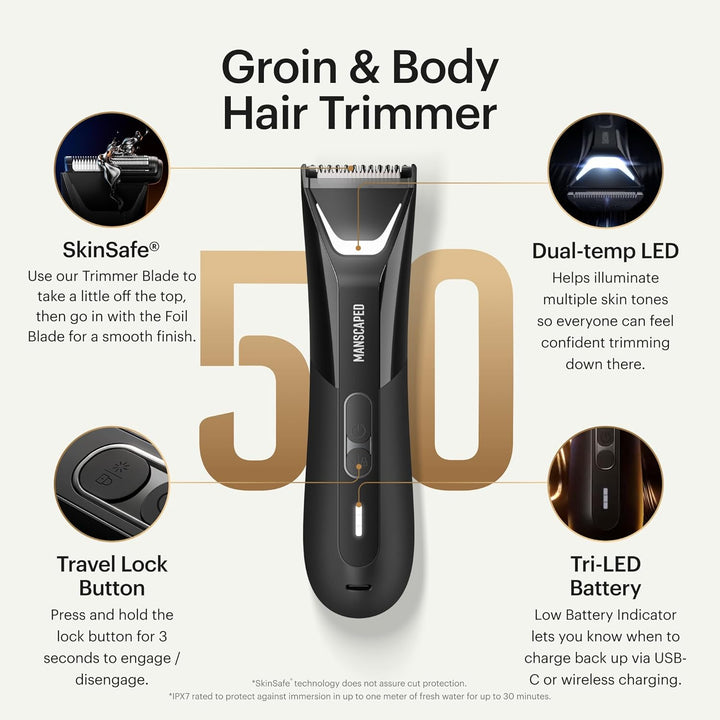 The Lawn Mower™ 5.0 Ultra von MANSCAPED™: SkinSafe™ Intim- und Körperhaartrimmer Mann, Bodygroomer,