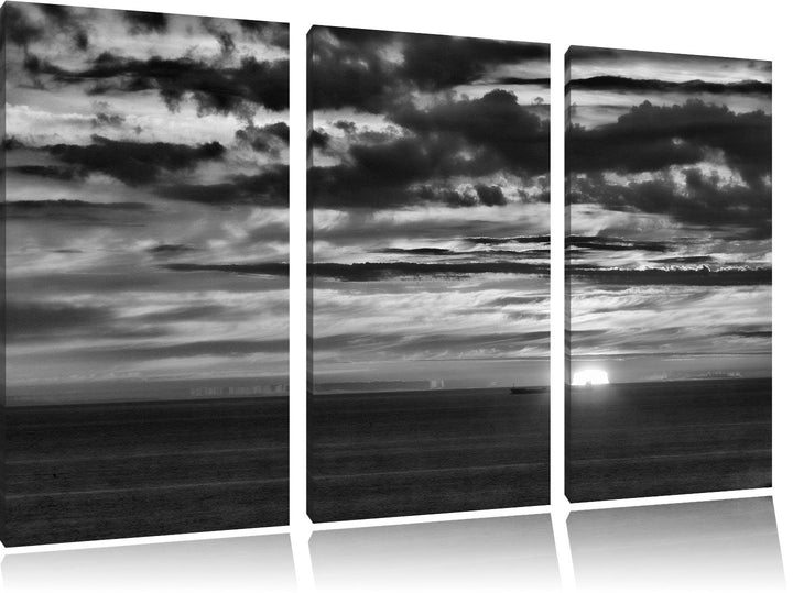 Pixxprint Sonnenuntergang über Meer als Leinwandbild/Grösse: 3 Teilig (120x80) cm/Wandbild/Kunstdruc