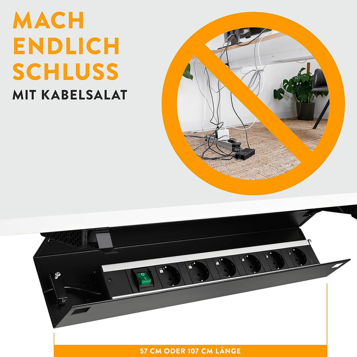 boho office® Kabelwanne – Schwarz 57 cm aus Metall - beidseitig klappbare Kabelwanne zur Installatio