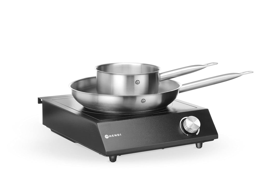 HENDI Induktionskocher-Set, inkl. ø280mm Bratpfanne und ø160mm Kochtopf, für Pfannen mit Bodendurchm