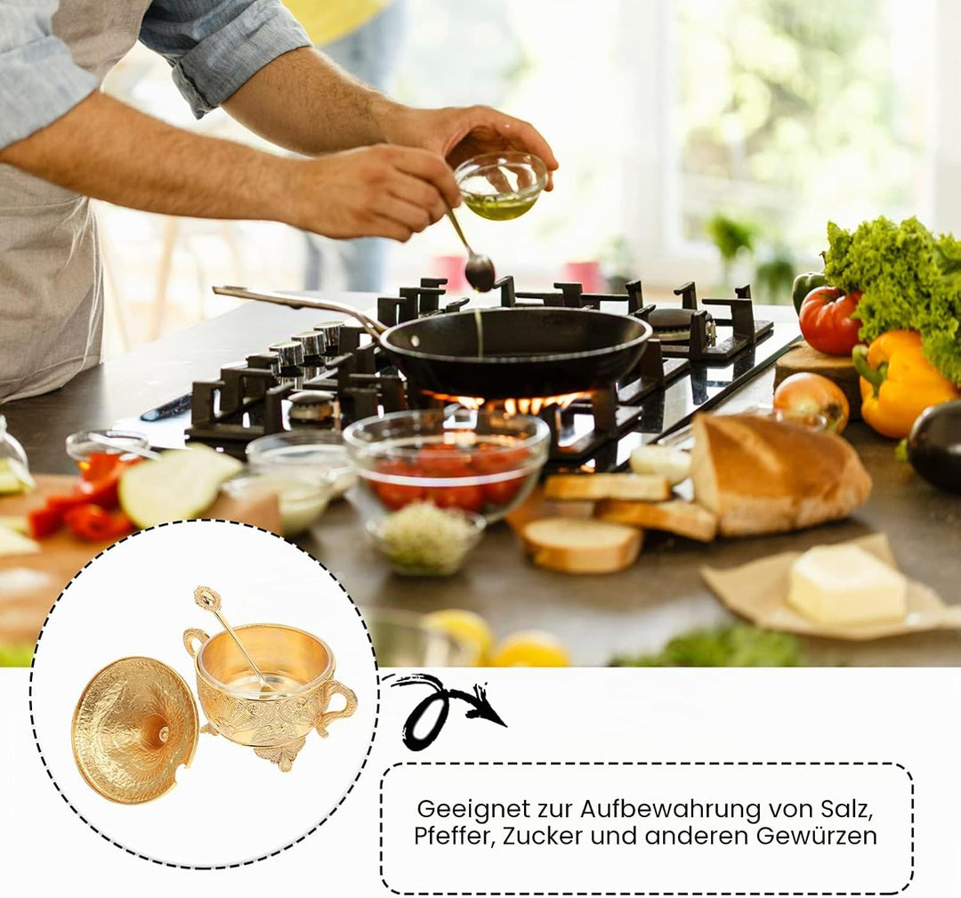 HEMOTON Gewürzgefäss Aus Zinklegierung Mit Deckel Rostfrei Gewürzaufbewahrungsbox Für Küche Salz- Un