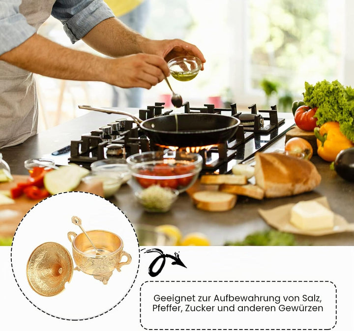 HEMOTON Gewürzgefäss Aus Zinklegierung Mit Deckel Rostfrei Gewürzaufbewahrungsbox Für Küche Salz- Un