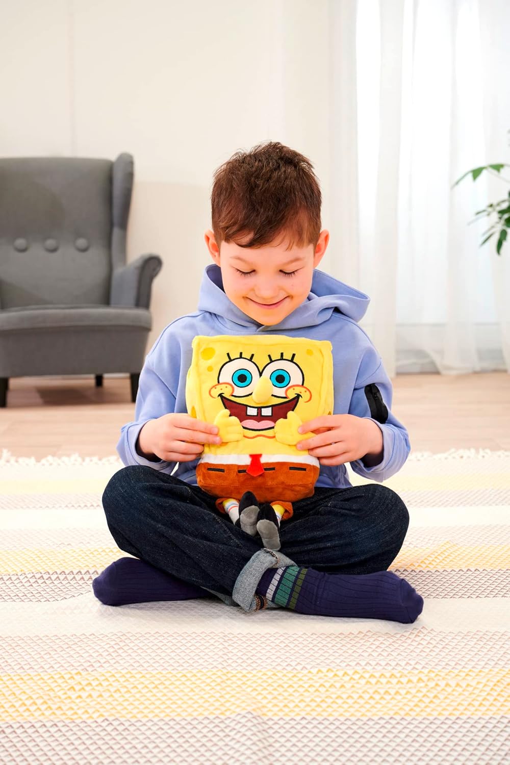Simba 109491000 - Spongebob Schwammkopf Plüsch 35cm, Plüschfigur mit recyceltem Füllmaterial, ab den