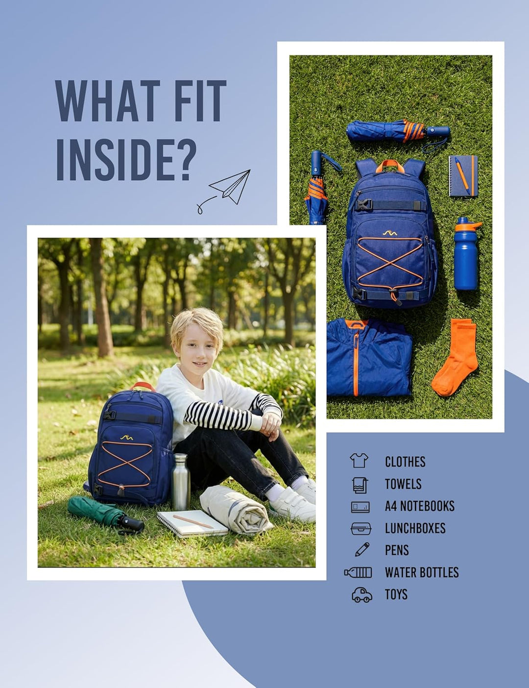 MOUNTAINTOP Kinderrucksack Mädchen Jungen Schulrucksack Schultasche für Schule Wander, 15L, 25 x 14