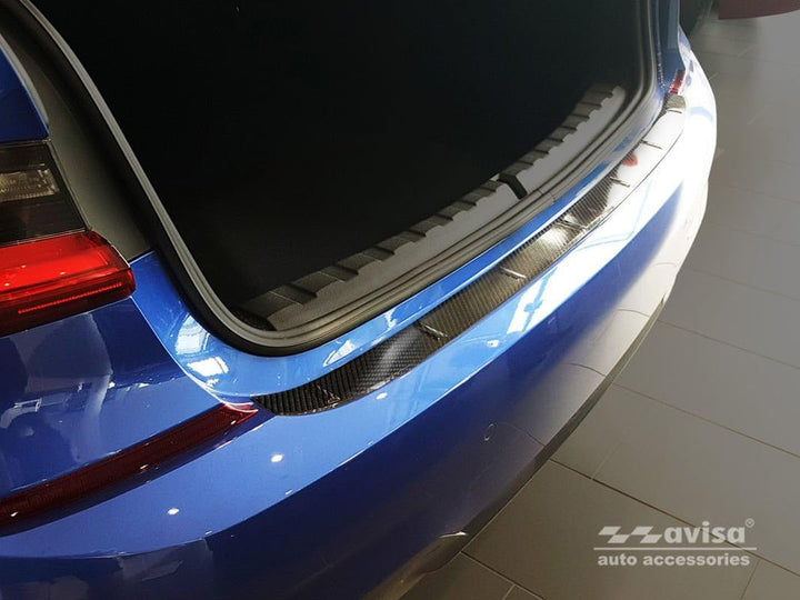 Avisa Echtes 3D Karbon Heckstossstangenschutz kompatibel mit BMW 3er G20 Limousine M-Paket 2019-