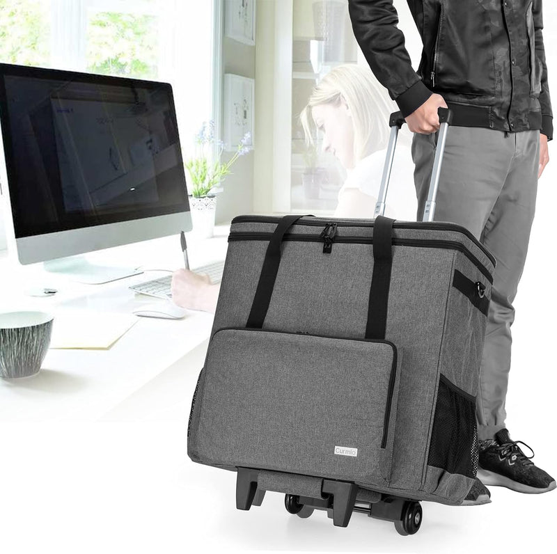 CURMIO Reisetasche für Desktop PC, PC Gehäuse Tasche mit Abnehmbarem Trolley, Desktop-Computer-Trage