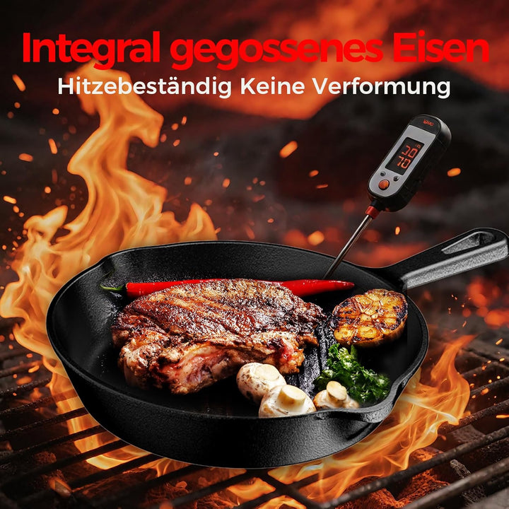 YASHE Gusseisenpfanne 20 CM, Bratpfanne aus Gusseisen, für Induktion, Gas und Ofen, ideal für Eier,