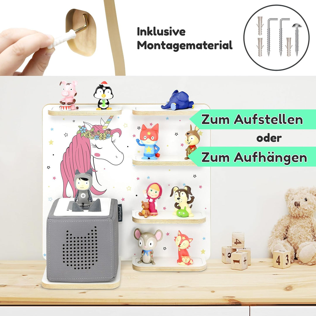 stadtecken Holzregal für Musikbox – Passend für Toniebox & ca. 30 Tonies | Perfekte Aufbewahrung für