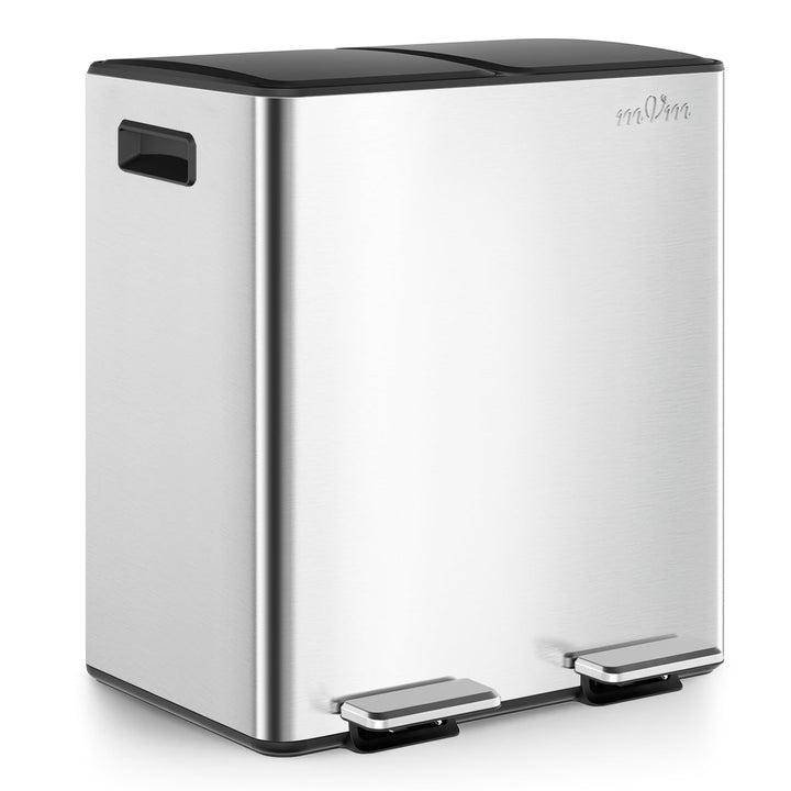 mVm Mülleimer Küche,40 Liter Treteimer,2x20L Doppelter Abfalleimer 2er-Mülleimer Mülltrennung mit In