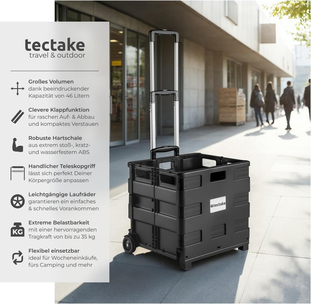 TecTake Einkaufswagen bis 35 kg Einkaufstrolley klappbar | Totalmasse: 45 x 37,5 x 45 - 97 cm | ABS