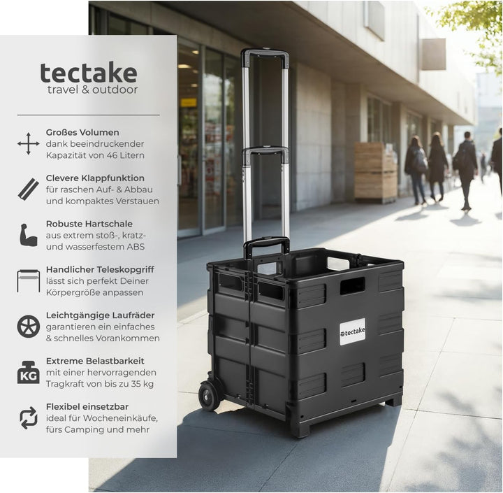TecTake Einkaufswagen bis 35 kg Einkaufstrolley klappbar | Totalmasse: 45 x 37,5 x 45 - 97 cm | ABS