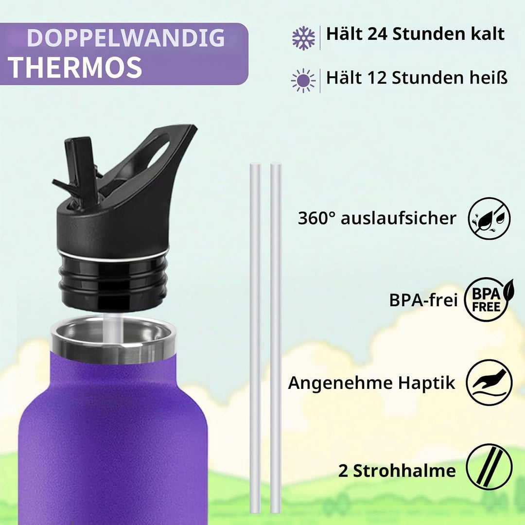 Thermosflasche, 500ML BPA-Frei, Trinkflasche Edelstahl, Auslaufsichere Isolierflasche Doppelwandig,