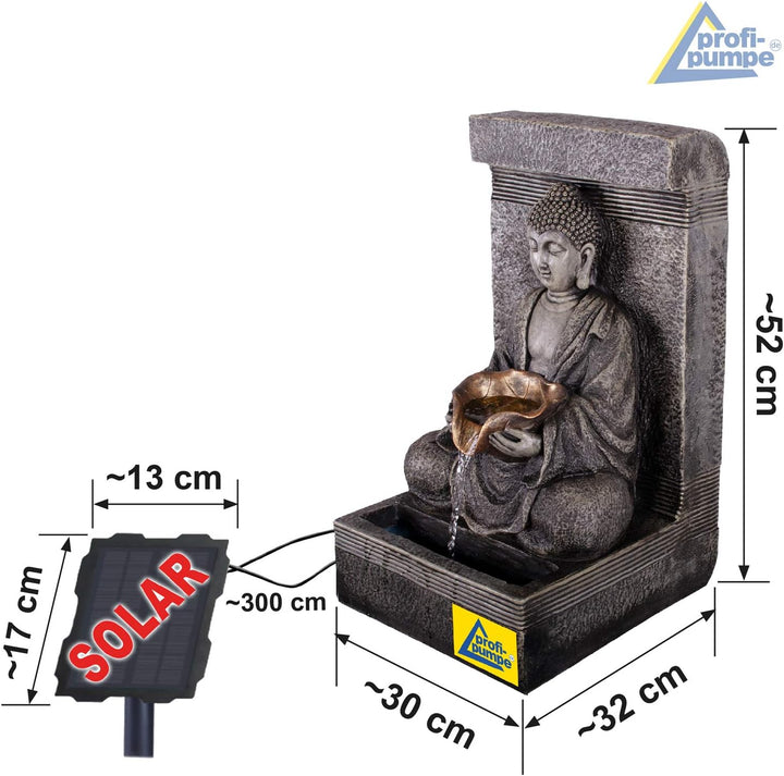 Solar Gartenbrunnen Brunnen Solarbrunnen Zierbrunnen Wasserfall Zen Ruhe-Quelle lichtgrau Gartenleuc